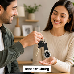 Personalized Initial Leather Metal Keychain | Premium Key Holder