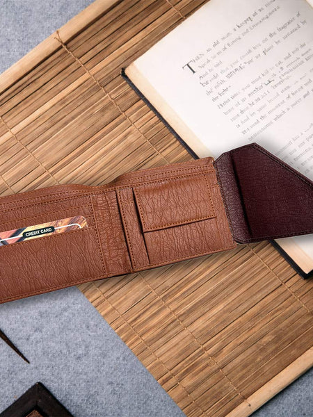 Personalized Men’s Brown & Dark Maroon Bi-Fold Wallet for Boys, Husband & Boyfriend