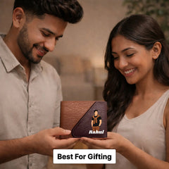 Personalized Men’s Brown & Dark Maroon Bi-Fold Wallet for Boys, Husband & Boyfriend