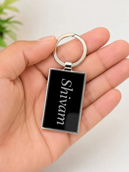 Personalized Metal Rectangle Keychain 5x2 cm | Premium Stainless Steel Name Key Ring