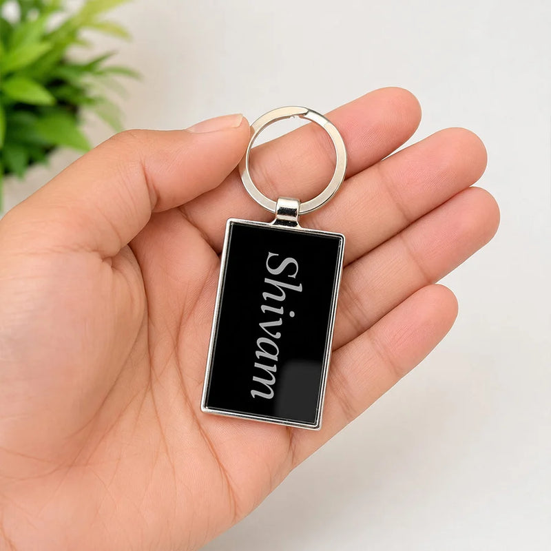 Personalized Metal Rectangle Keychain 5x2 cm | Premium Stainless Steel Name Key Ring
