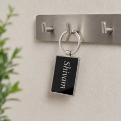 Personalized Metal Rectangle Keychain 5x2 cm | Premium Stainless Steel Name Key Ring