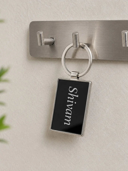 Personalized Metal Rectangle Keychain 5x2 cm | Premium Stainless Steel Name Key Ring