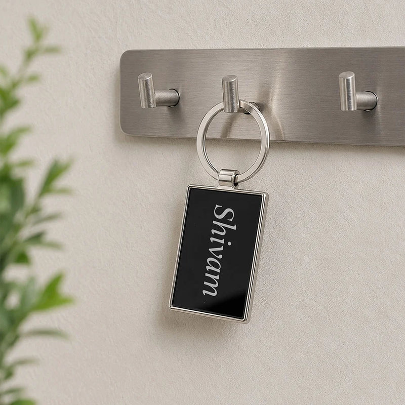 Personalized Metal Rectangle Keychain 5x2 cm | Premium Stainless Steel Name Key Ring
