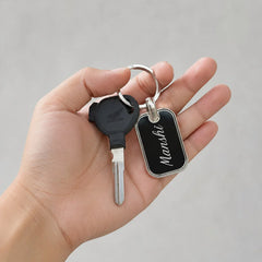 Personalized Rounded Rectangle Metal Keychain 5x2 CM | Premium Stainless Steel Name Key Ring