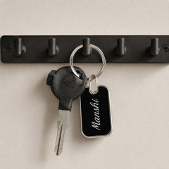 Personalized Rounded Rectangle Metal Keychain 5x2 CM | Premium Stainless Steel Name Key Ring
