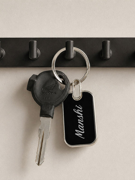 Personalized Rounded Rectangle Metal Keychain 5x2 CM | Premium Stainless Steel Name Key Ring
