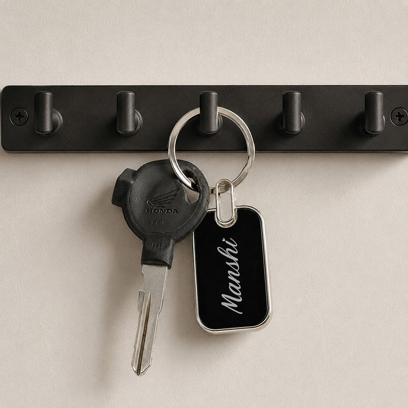Personalized Rounded Rectangle Metal Keychain 5x2 CM | Premium Stainless Steel Name Key Ring
