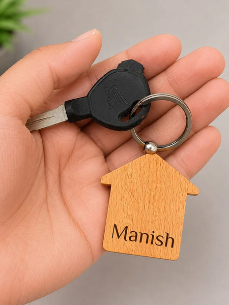 Personalized Wooden House Keychain | Premium Wooden Home Key Holder