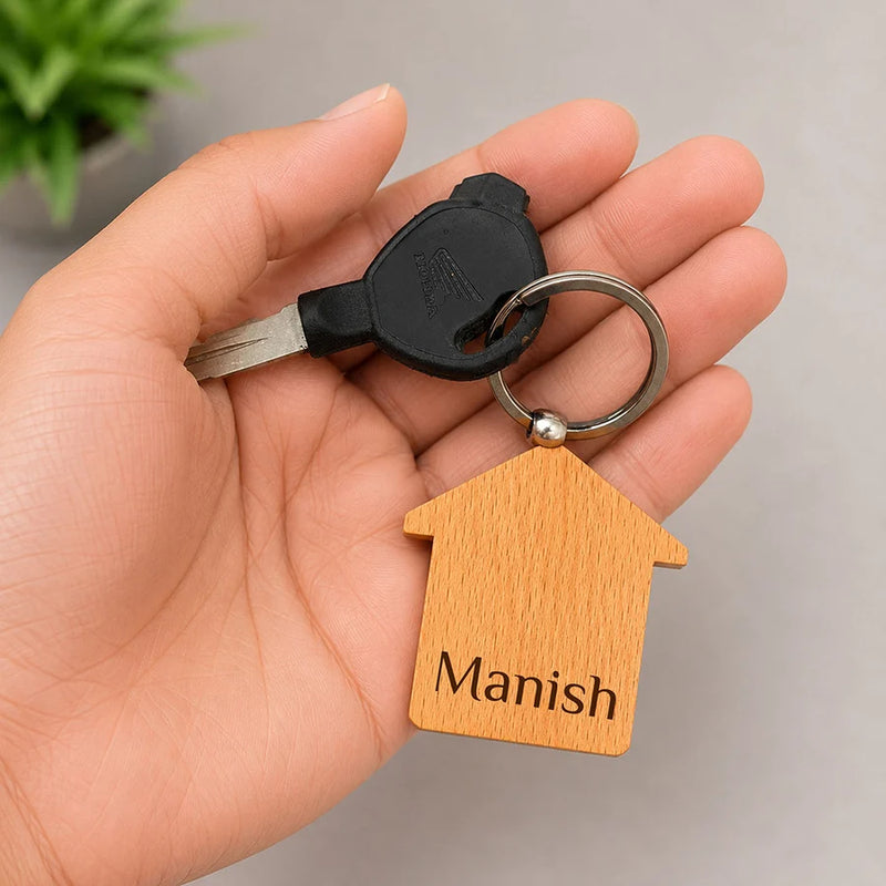 Personalized Wooden House Keychain | Premium Wooden Home Key Holder