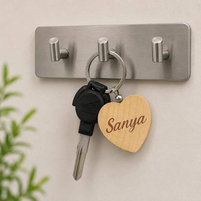 Personalized Wooden Heart Keychain | Premium Wooden Heart Key Holder