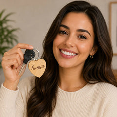 Personalized Wooden Heart Keychain | Premium Wooden Heart Key Holder