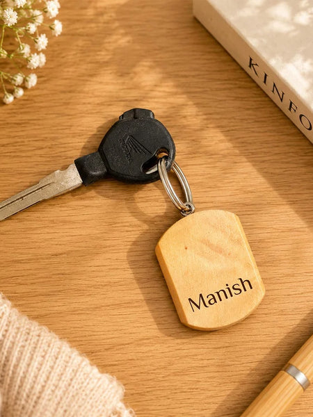Personalized Wooden Rectangle Keychain | Premium Wooden Key Holder