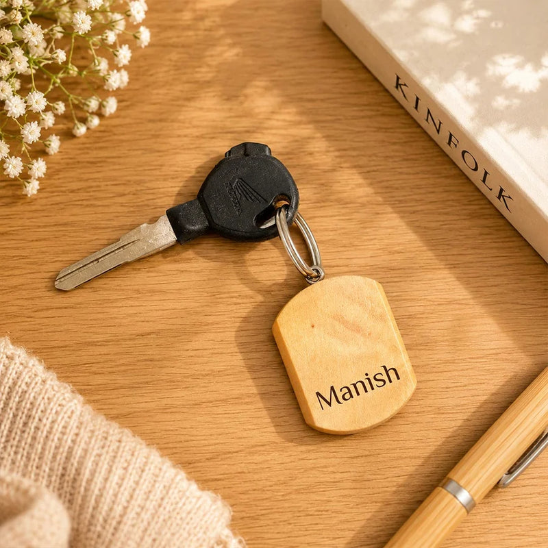 Personalized Wooden Rectangle Keychain | Premium Wooden Key Holder