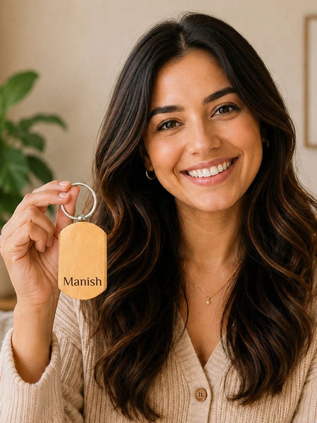 Personalized Wooden Rectangle Keychain | Premium Wooden Key Holder