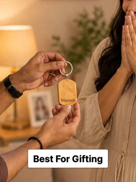 Personalized Wooden Rectangle Keychain | Premium Wooden Key Holder