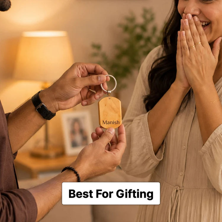 Personalized Wooden Rectangle Keychain | Premium Wooden Key Holder