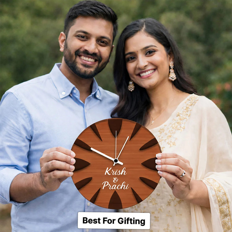 Personalized Couple Name Wooden Wall Clock-11