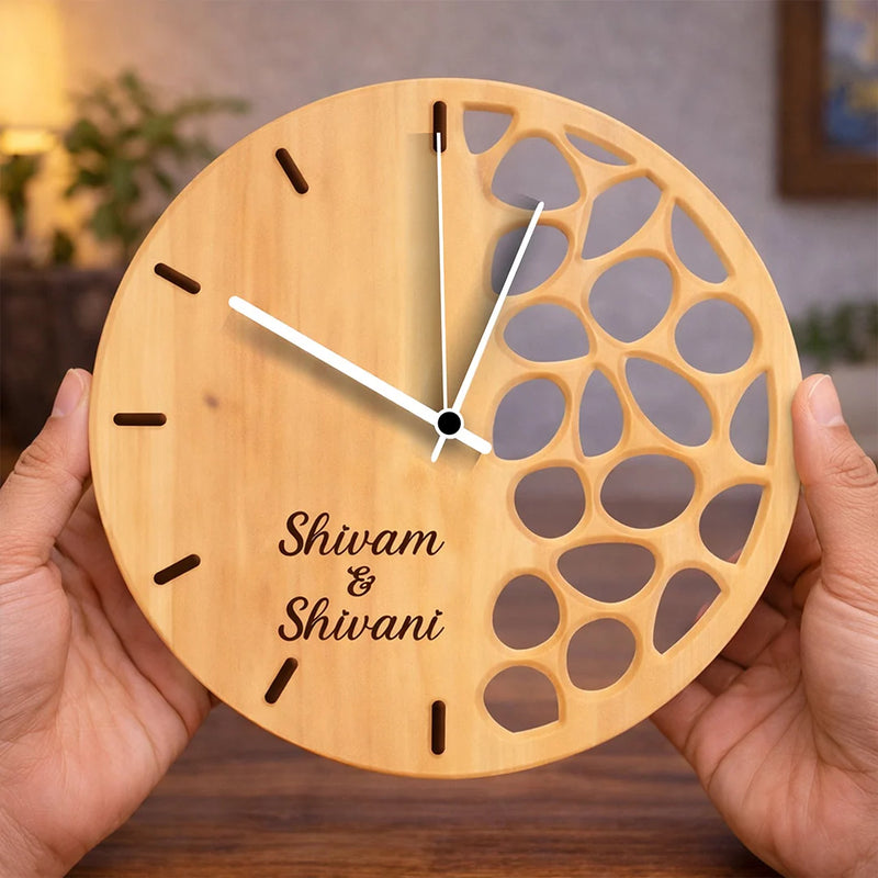Personalized Couple Wooden Wall Clock-11