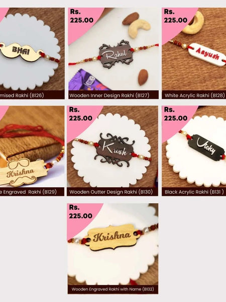 Moustache Engraved Rakhi | Personalized Name Rakhi for Raksha Bandhan