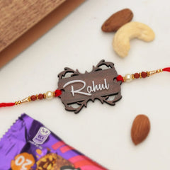Wooden Inner Design Rakhi | Personalized Name Rakhi for Raksha Bandhan