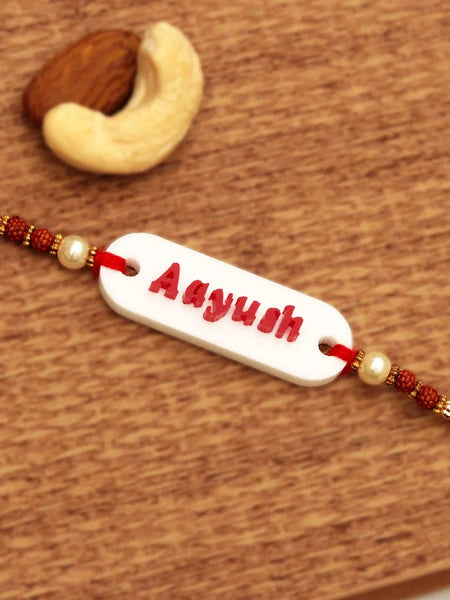 White Acrylic Rakhi | Personalized Name Rakhi for Raksha Bandhan