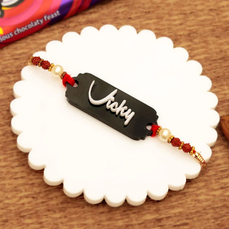Black Acrylic Rakhi | Personalized Name Rakhi for Raksha Bandhan