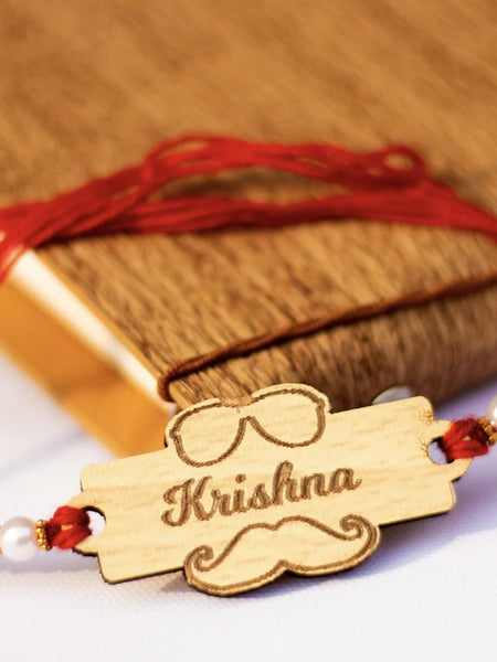 Moustache Engraved Rakhi | Personalized Name Rakhi for Raksha Bandhan