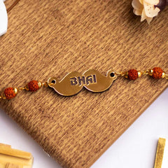 Bhai Customized Rakhi | Personalized Name Rudraksha Rakhi for Brother
