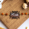 Wooden Outer Design Rakhi | Personalized Name Rudraksha Rakhi for Brother