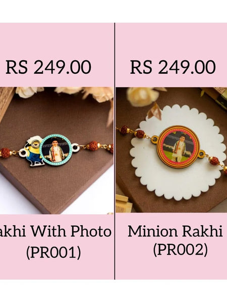 Personalized Name Rudraksha Rakhi for Brother With Photo