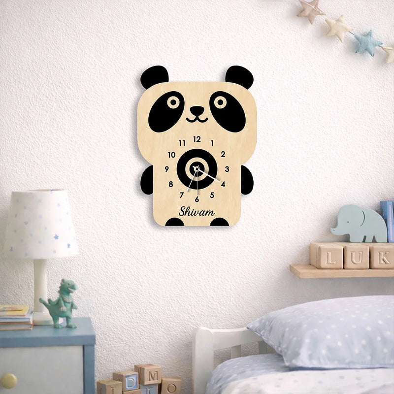Personalized Panda Wooden Wall Clock- 8