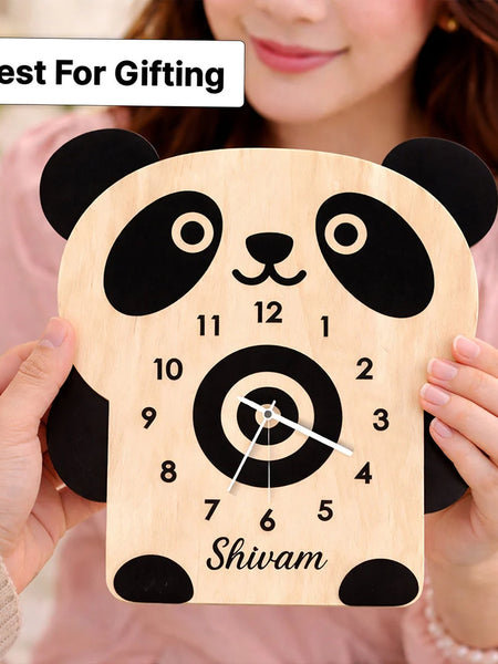 Personalized Panda Wooden Wall Clock- 8