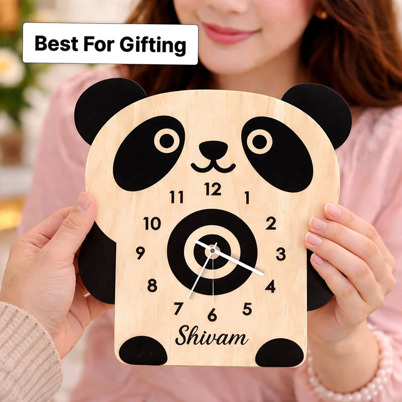 Personalized Panda Wooden Wall Clock- 8