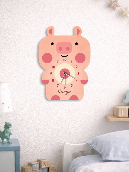 Personalized Piggy Wooden Wall Clock- 8