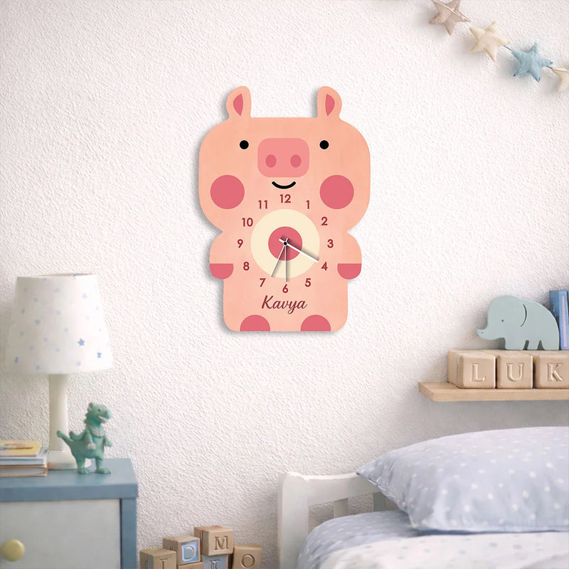 Personalized Piggy Wooden Wall Clock- 8