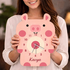 Personalized Piggy Wooden Wall Clock- 8