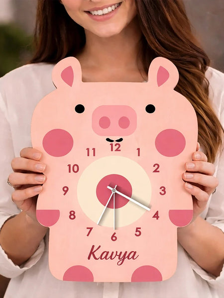 Personalized Piggy Wooden Wall Clock- 8