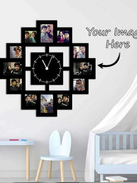 Personalized Square Wooden Photo Wall Clock