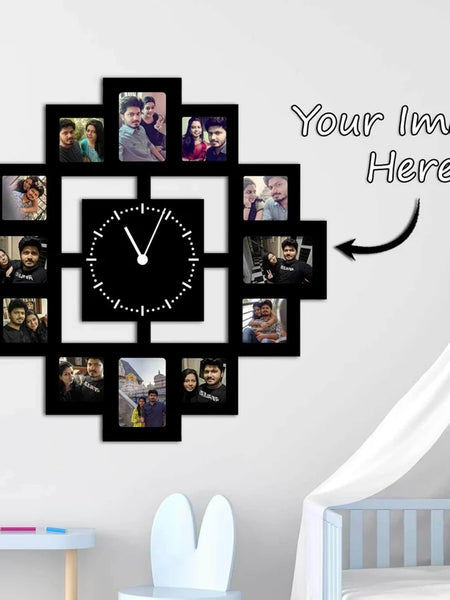 Personalized Square Wooden Photo Wall Clock