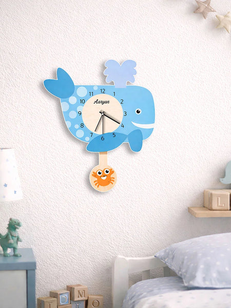 Personalized Whale Kids Wall Clock -12