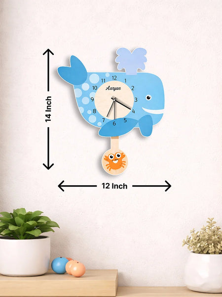 Personalized Whale Kids Wall Clock -12