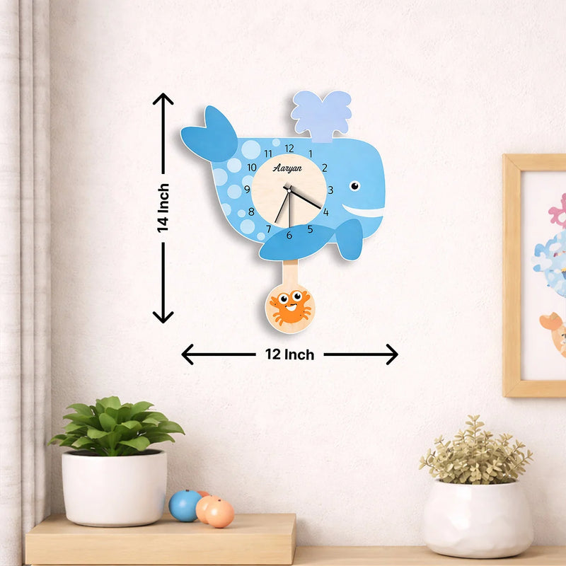 Personalized Whale Kids Wall Clock -12