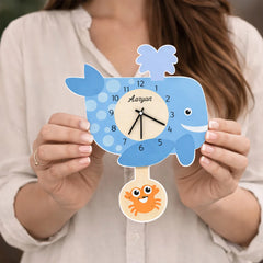 Personalized Whale Kids Wall Clock -12
