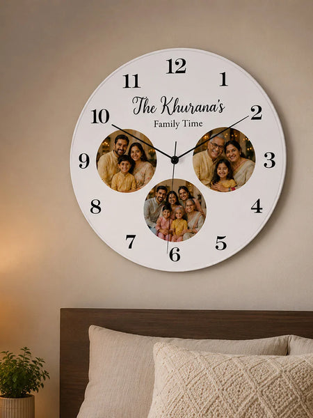 Personalized Wooden Family Photo Wall Clock 12