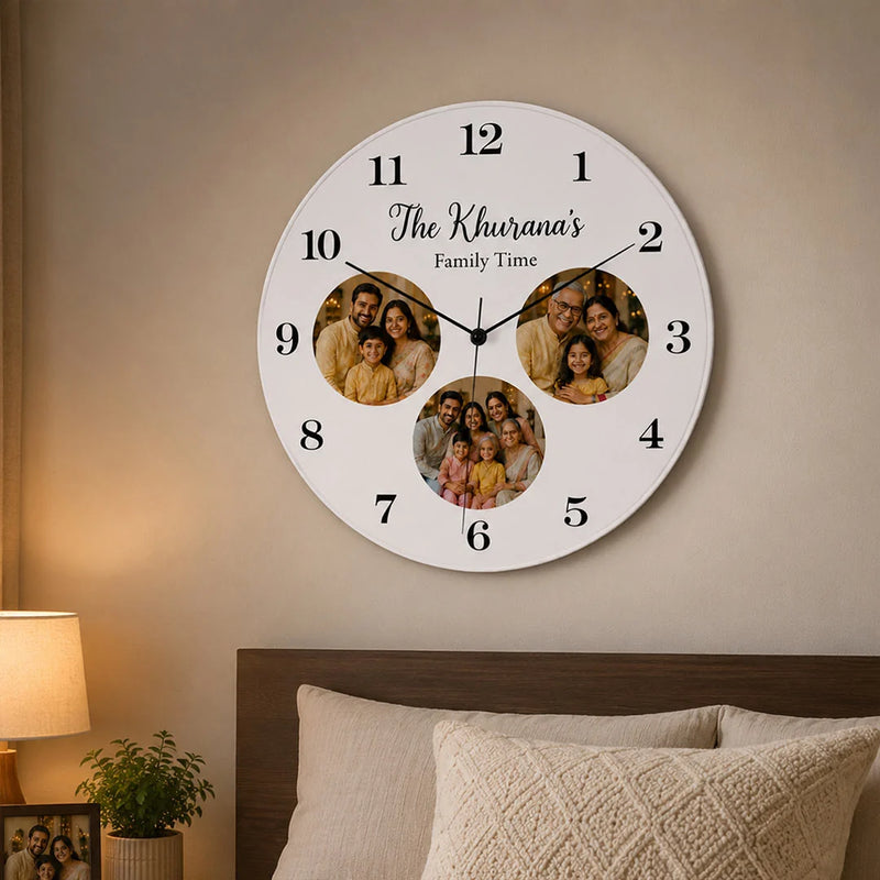 Personalized Wooden Family Photo Wall Clock 12