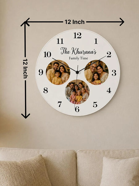 Personalized Wooden Family Photo Wall Clock 12
