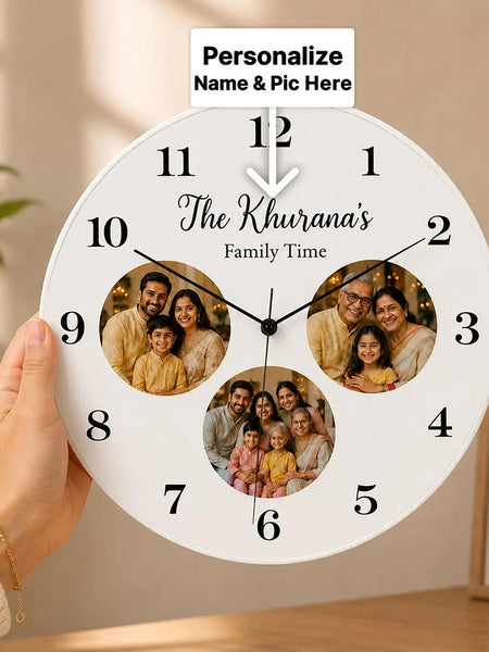 Personalized Wooden Family Photo Wall Clock 12