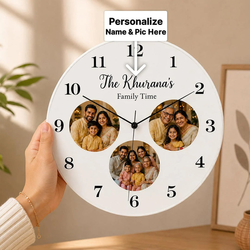 Personalized Wooden Family Photo Wall Clock 12