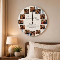Personalized Wooden Photo Collage Wall Clock 12